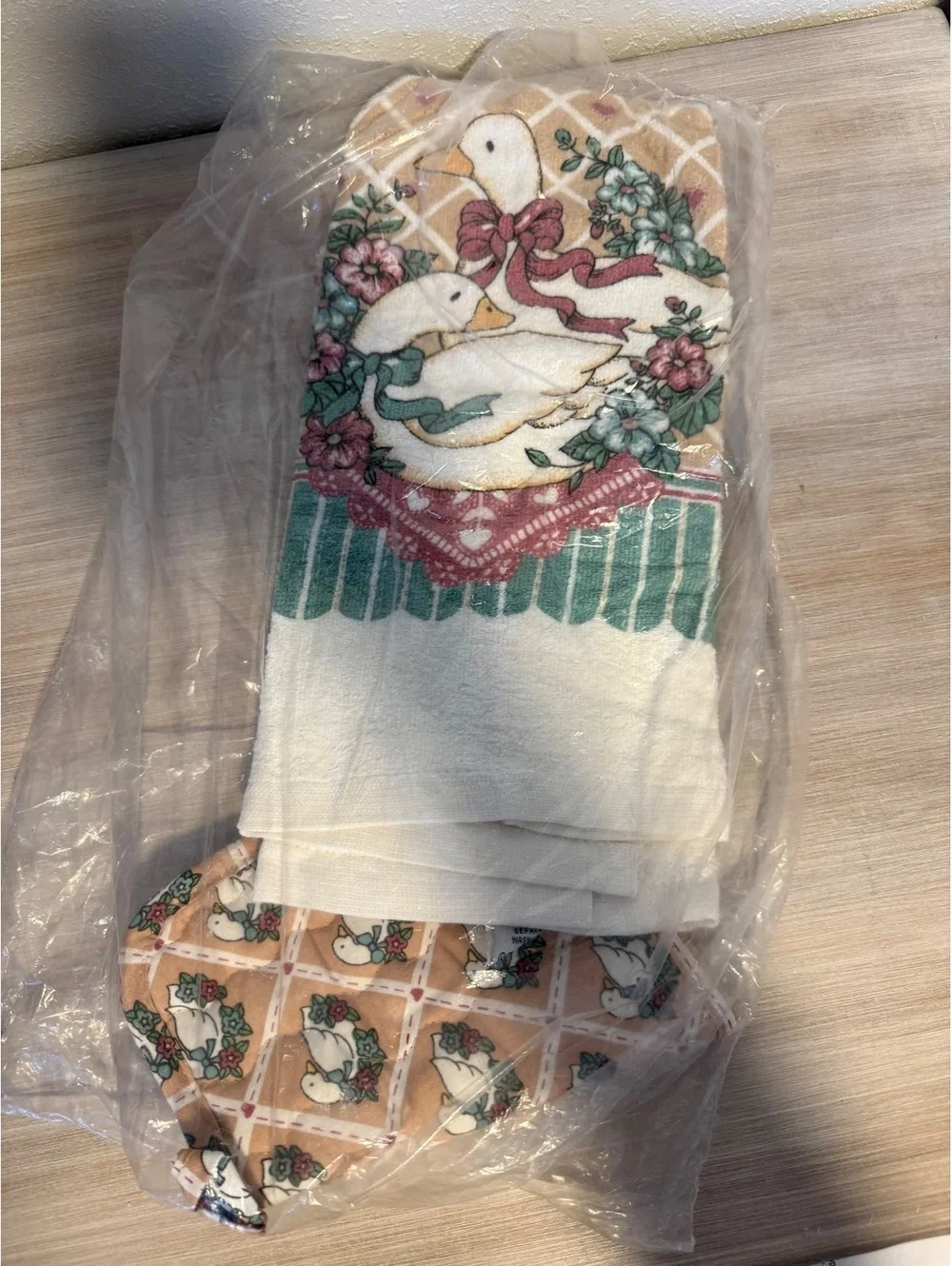 Vintage Country Goose Cottagecore Granny Chic Goose NOS 2PC Kitchen Set